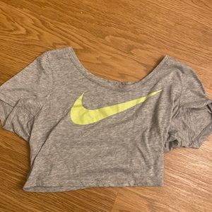 Nike dri-fit medium crop top (grey and green)